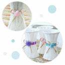 Artificial Plastic Rattan Flower Vase Roses Floral Storage Round Basket Hom U3M6