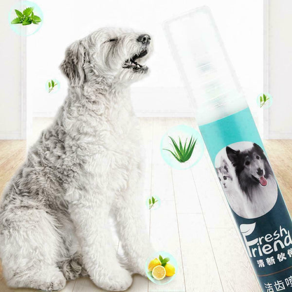 Pet Breath Freshener Spray Dog Teeth Cleaner Dog Cat Oral Dental Healthy US X9A3