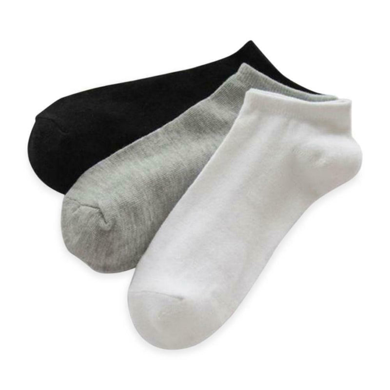 6 Pairs Solid Casual Cotton Breathable Invisible Crew Socks (3-color Mixed) A