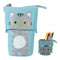 Cute Cat Pencil Case Flexible Pen Bag Zipper Box Makeup Brush Pouch Gray