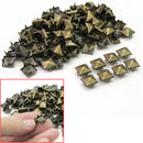 100Pcs 9mm Punk Style Bronze Square Pyramid Spikes Studs Rivets DIY Bags NLJ