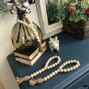 Wood Bead Garland With Tassels Farmhouse Beads 3Pcs Rustic Country Decor Pr
