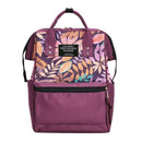 Tropical Plant Print Travel Big Backpacks Nylon Women School Bags (Purple)