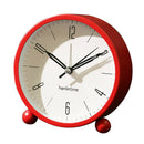 4'' Non-Ticking Quartz Battery Operated Analog Alarm Clock Nightlight Red
