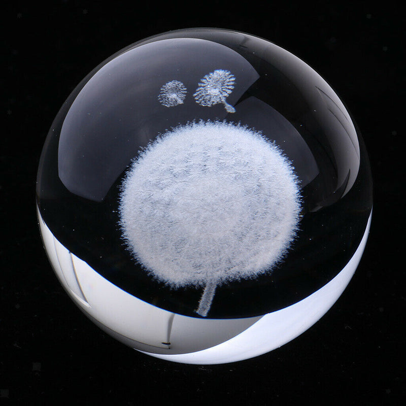 60mm Dandelion Crystal Ball Glass Sphere Display Meditation Ball Home Decoration