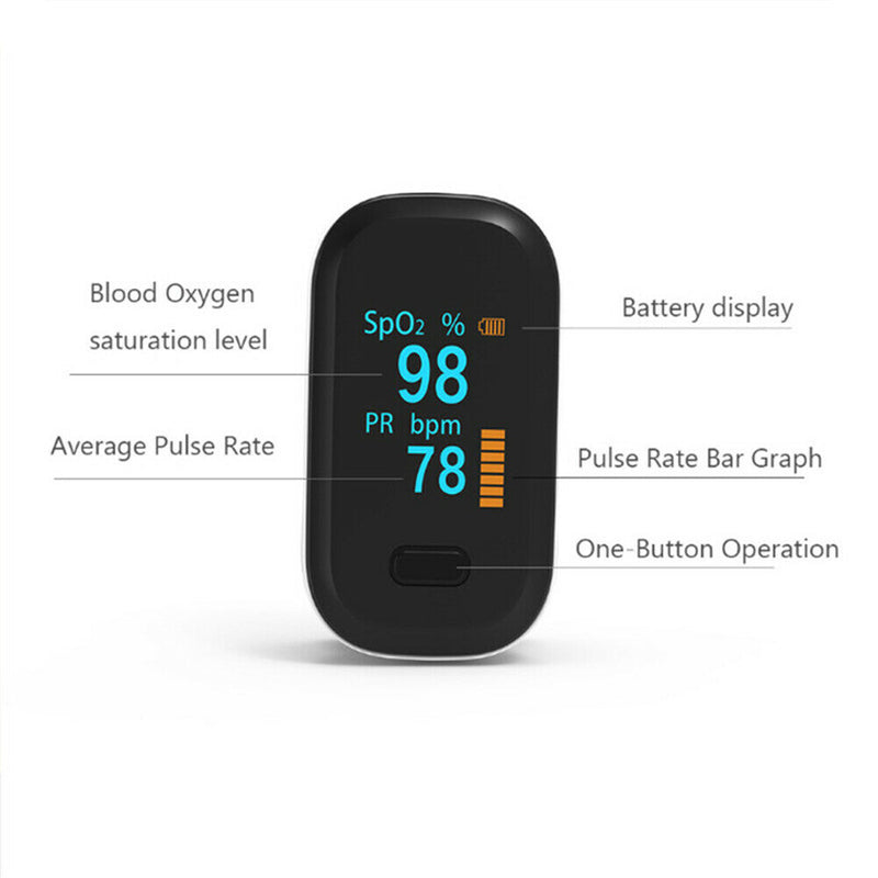 Portable Fingertip Pulse Oximeter Blood Oxygen Saturation Meter Monitor