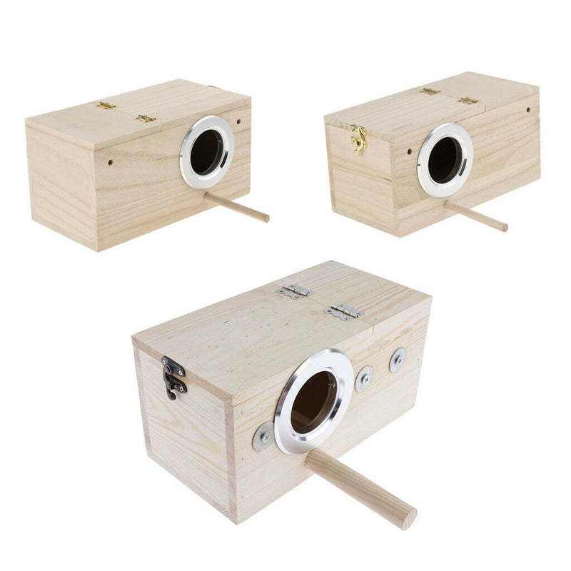 Wooden Cage Bird Parrot Parakeet Nest Small Animals House Middle Left Open