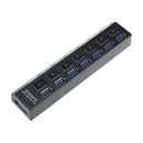 7 Port USB 3.0 HUB High Speed With Power Adapter For PC Laptop Notebook Tide