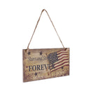 Patriotic Hanging Wooden Plaque Sign Stars and Stripes FOREVER Home Decor