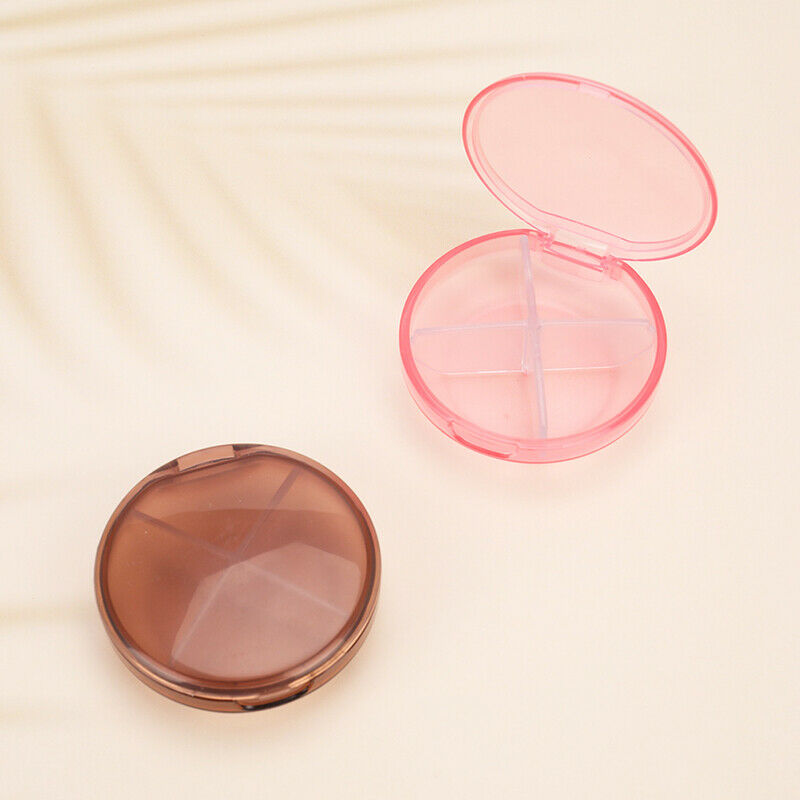 New Round Pill Box 4 Grid Tablet Organiser Medicine Storage Daily DispenserB Hn