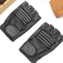 Men'S Outdoor Exercise Sport Mens Half Finger Leather Glove Leather Black C