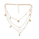 Women Multilayer Irregular Paillette Leaf Bead Chain Statement Necklace Gol L4H1