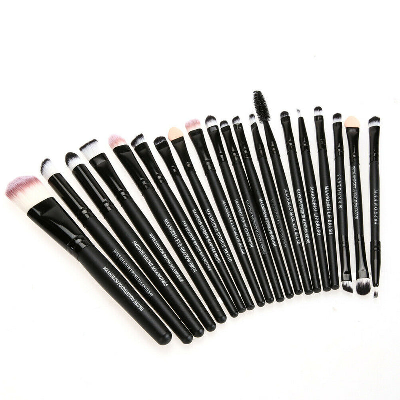 20pcs Eye Brushes Set Eyeshadow Foundation Brush Makeup Tools (Black) A