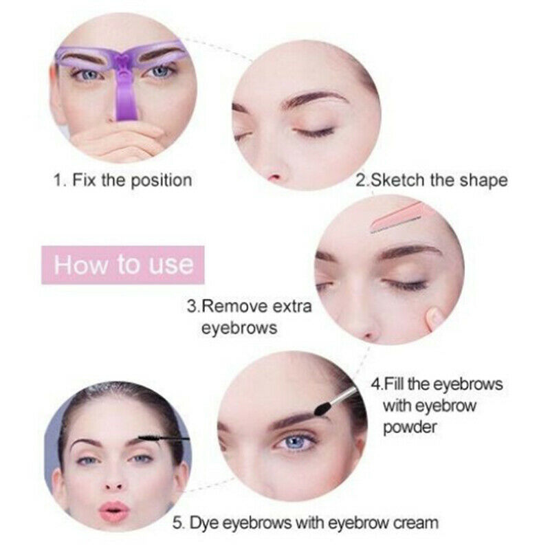 8PCS DIY Eyebrow Shaper Makeup Template Eyebrow Grooming Shaping Stencil Kit Bj