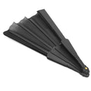 Plastic Frame 9" Length Cloth Folding Black Handheld Hand Fan For Women Men AGD