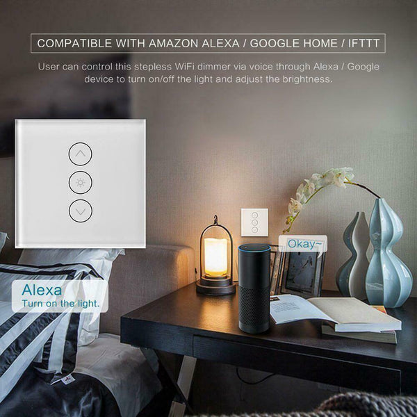 Wireless WiFi Smart Touch Light Switch Dimmer Button Voice Control (EU)