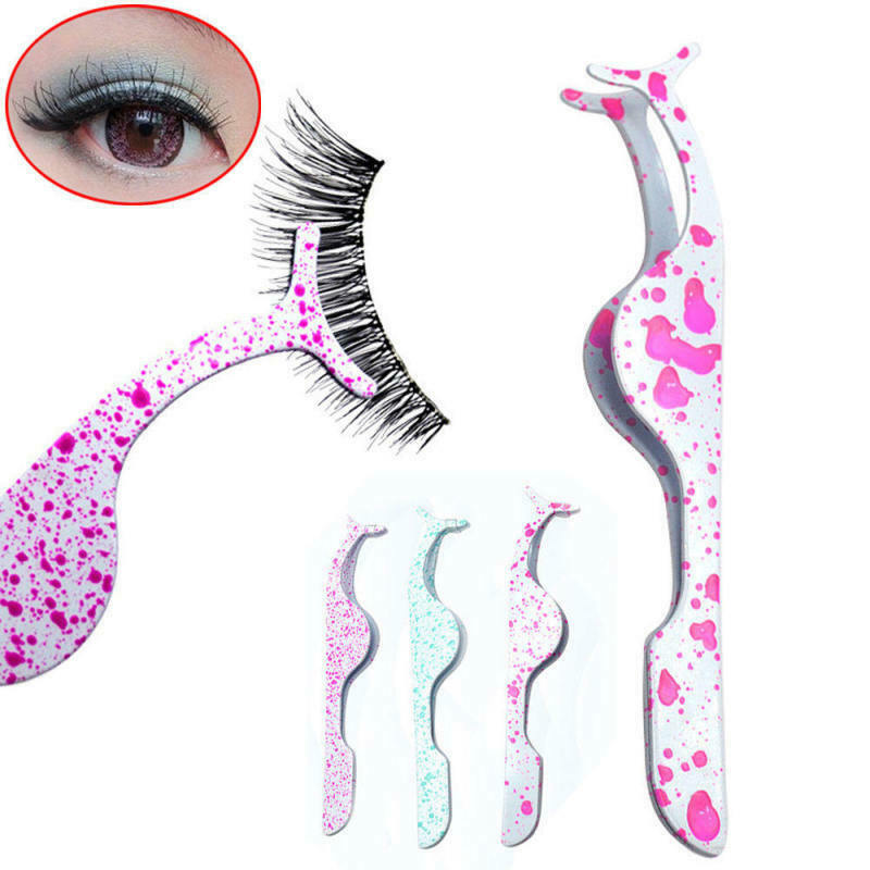3 Colors FALSE EYELASH APPLICATOR TWEEZER COSMETIC TOOL CLIP EYE LASHES  YXY