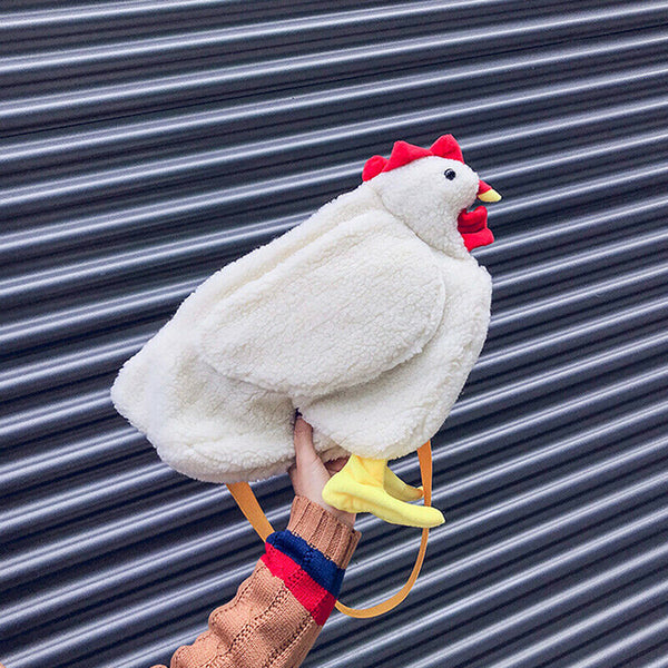Women Messenger Bag Cartoon Chicken Casual Shoulder Bag Cute Girl Plush Handb BX