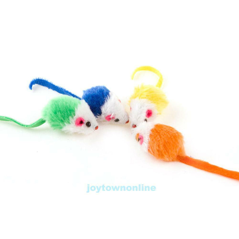 10X Colorful Plush Mouse Mice Pet Cat Toys Mini Funny Playing Sound Interactive