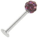 Cool Crystal Gem Steel Micro Labret Piercing Stud for Lip / Tragus / Ear Pi R8I1