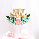 Forest Style Happy Birthday Flower Leaf Cake Topper Birthday Cake Decoration Hn