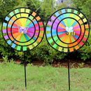 36cm Colorful Rainbow Triple Wheel Wind Spinner Windmill Garden Yard Decor T Ew