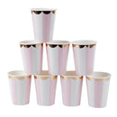 Gilding High-end Disposable Tableware Set Pink Striped Paper Plates Cups Na N8Z4