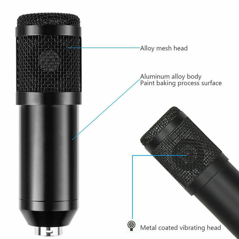 Studio Recording Condenser Microphone Kit USB Cable Audio Cable for Podcast