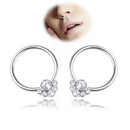 1Pair Surgical Steel Crystal Septum Nose Ring Segment Helix Tragus Ring Hoop BX