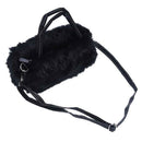 Lovely Fur Leather Handbag Shoulder Bag Winter Black