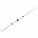 Hot Lady Crystal Rhinestone Bracelet Sea Blue Bangle Chain Heart Jewelry A5P1
