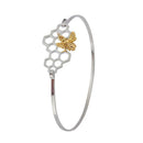 Fashion Women Geometric Honeycomb Bangle Bee Pendant Charm Bracelet Jewelry