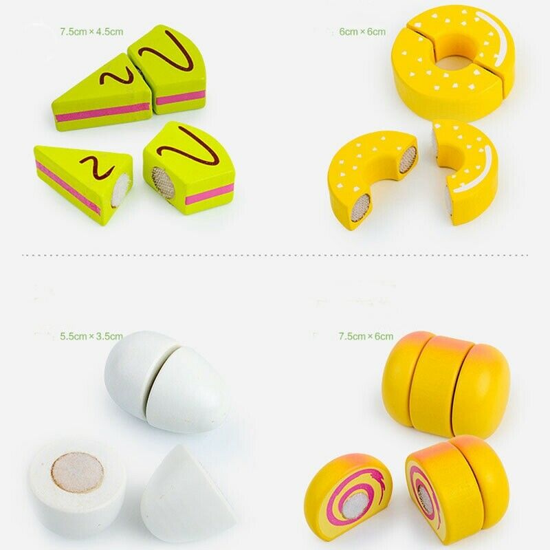 Children Pretending Toys Wooden Cut Food Cut Bread Toys Boy Girl Play House S2M2