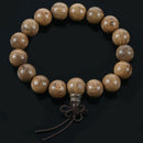 Buddhist Brown 11mm Diameter Wooden Beads Elastic Bracelet