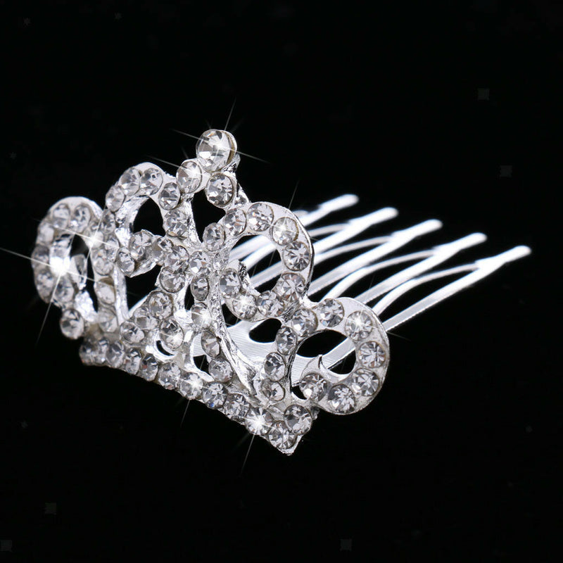 Princess Crystal Crown Mini Hair Comb Tiara for Wedding Bridal Headpiece