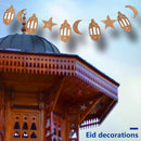 10pcs/set Eid Mubarak Pendants Wood Star Moon Lantern Banner Ramadan Decor