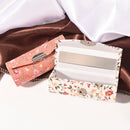 Fashion Floral Cloth Lipstick Case Holder With Mirror Inside & Snap-On Closur JR