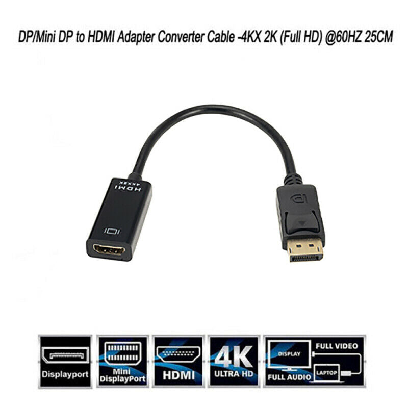 DisplayPort DP Male to HDMI Female Adapter Display Port Converter Cable PC DELL