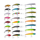 24pcs/Set 3 Different Style Minnow Fishing Lures Hook Baits Crankbait Bass