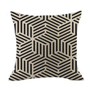 1X(Pack Of 4 Decorative Cushion Throw Pillow Covers Linen + Pu ,Modern Geom