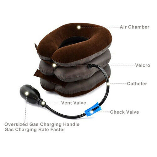 Air Inflatable Pillow Cervical Neck Head Pain Traction Support Brace Device Intr