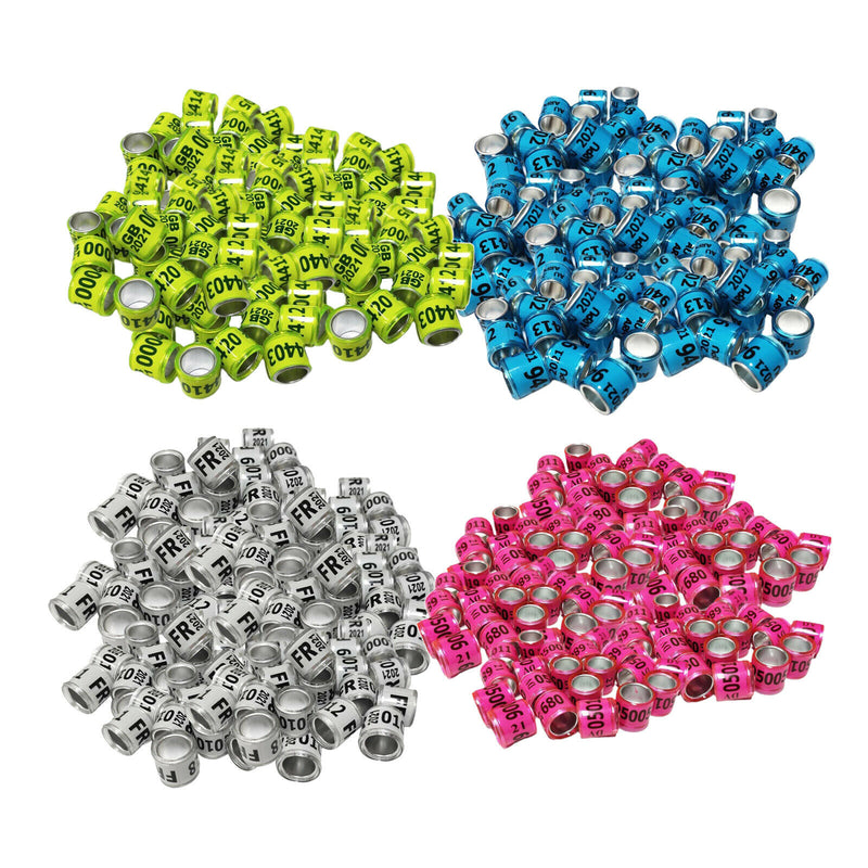 Set of 400 2021 Aluminium Racing Pigeon Leg Rings Bands 8mm for Poultry