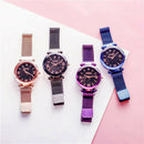 Ulzzang Crystal Star Sky Women Watches Lady Steel Strap Magnetic Buckle Bra