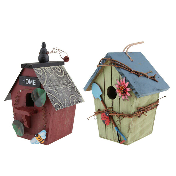 2 Pcs Hand-made Backyard Bird Cottage Wooden Bird House - Bird Friendly - Home