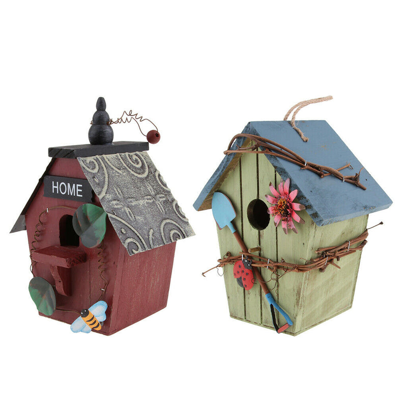 2 Pcs Hand-made Backyard Bird Cottage Wooden Bird House - Bird Friendly - Home