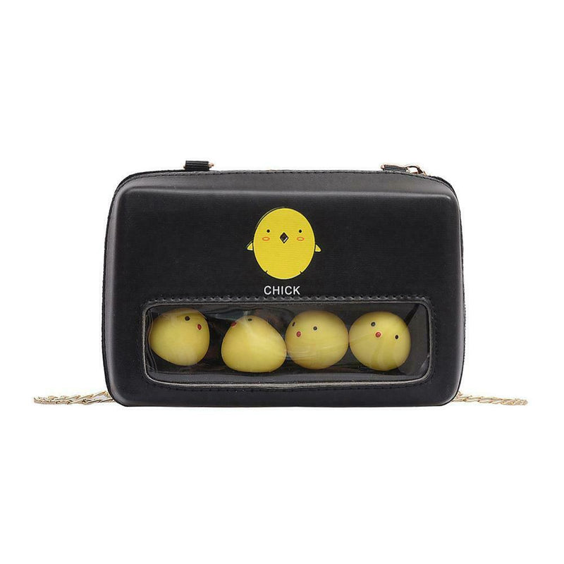 Chick Print Decor Bag Women Square Leather Shoulder Messenger Chain Bags