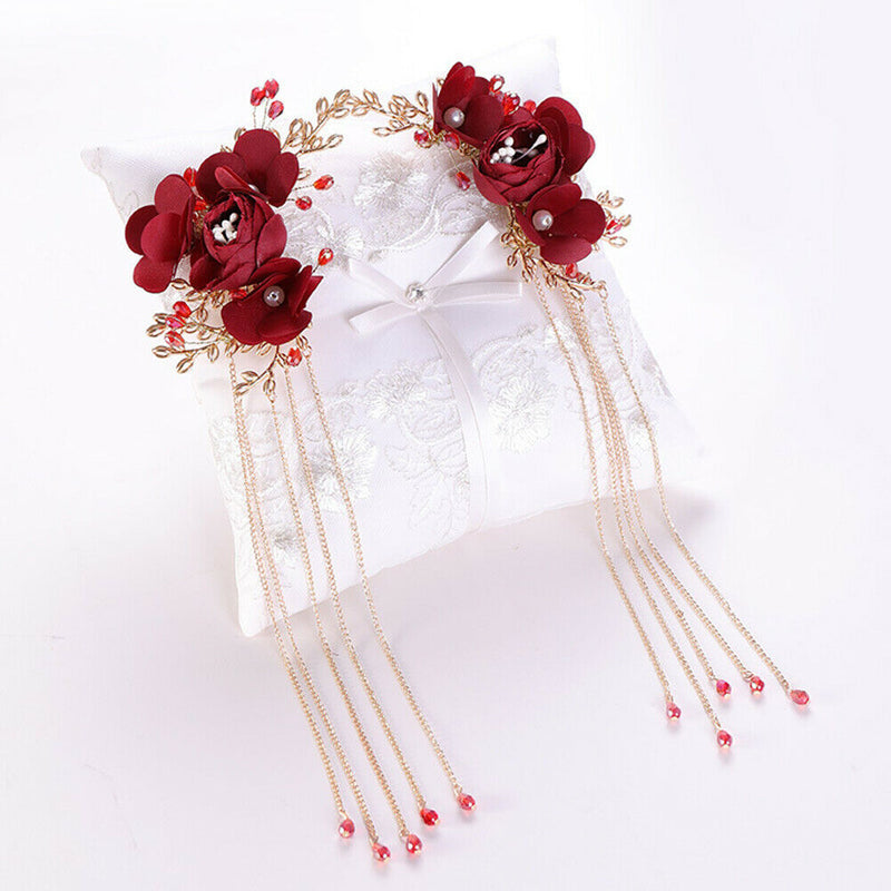 Flower Long Tassel Hairpin Hair Clip Bridal Wedding Headdress Accessory Deluxe