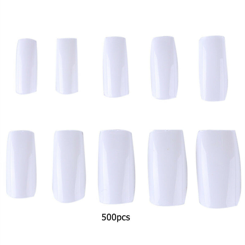 500pcs French Tips False Nail Half Cover Acrylic Gel Nail Art Tool (White) A