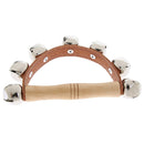 Wooden Handle Bell Shaker Sleigh Bells with Strap Shaking Percussion  10.8cm