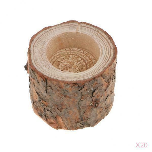 MagiDeal 20X Wood Candle  Wooden Planter Flower Pot For Home Decoration